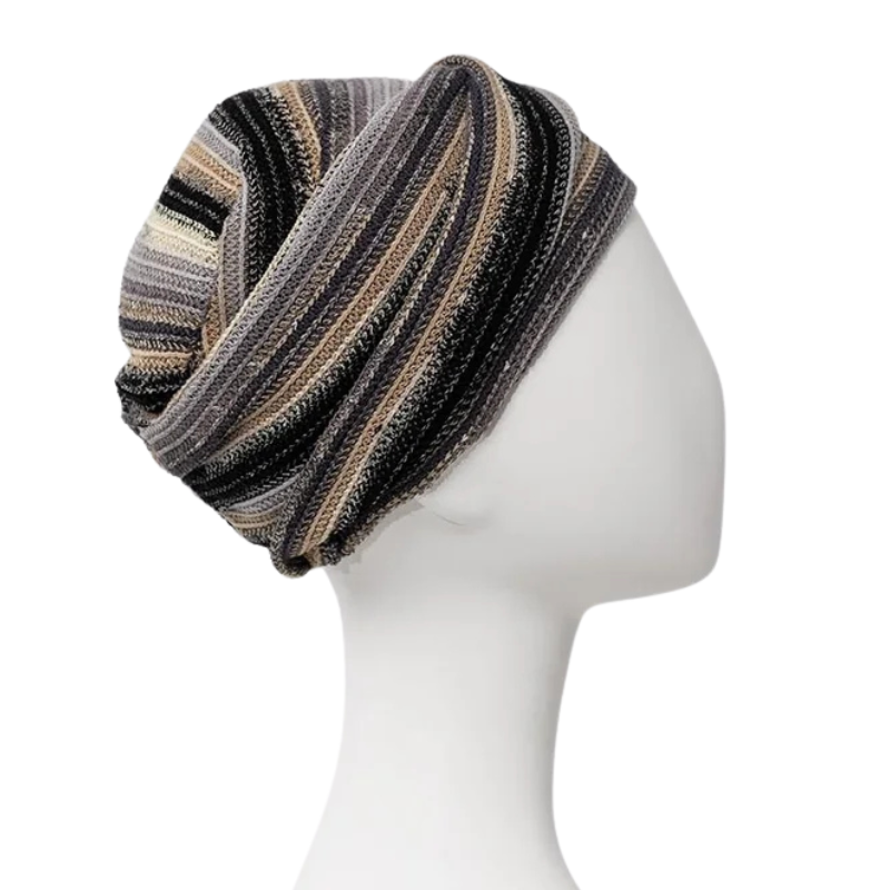 Zoya turban - Black Autumn Stripes