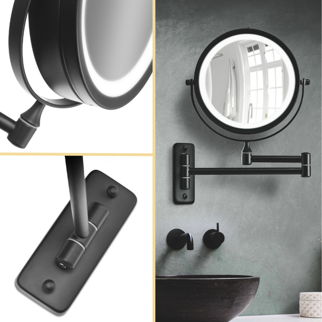 10246-00 wall-mounted make-up mirror black