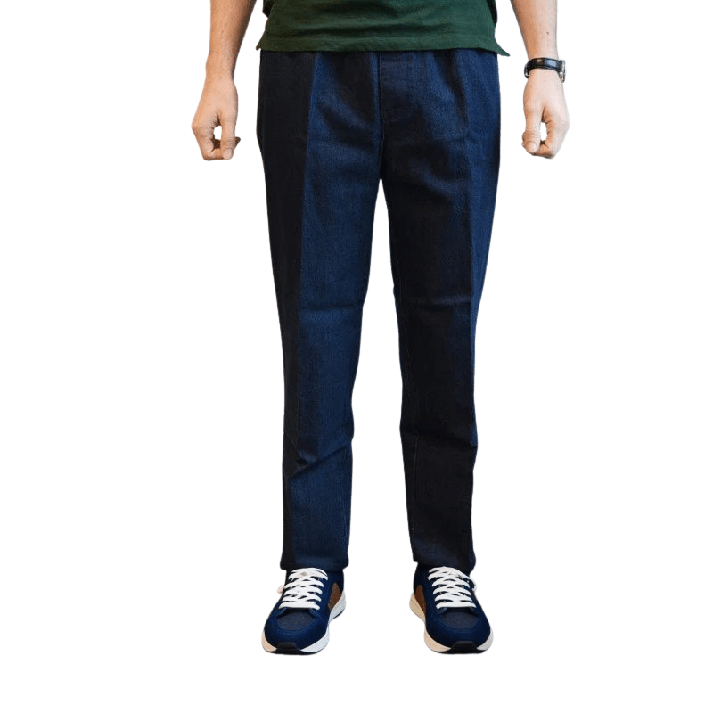 Jeans med elastik i taljen - Blå