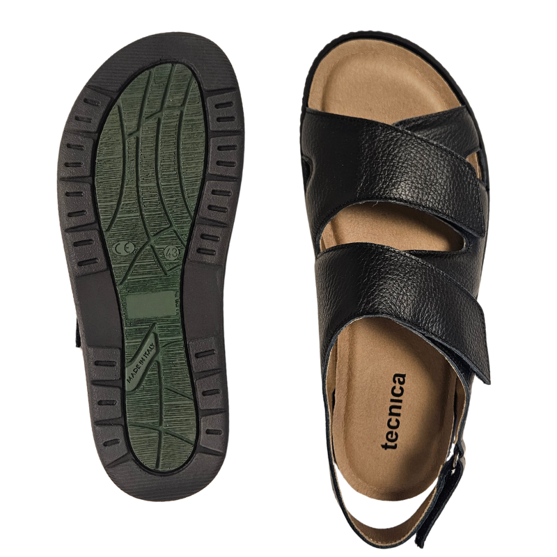 Tecnica men's sandal with Velcro – Black