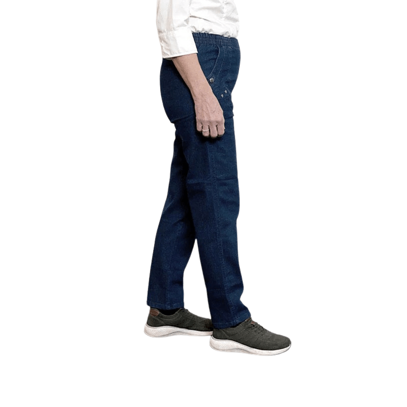 Damebukser med elastikkant - Mørk denim