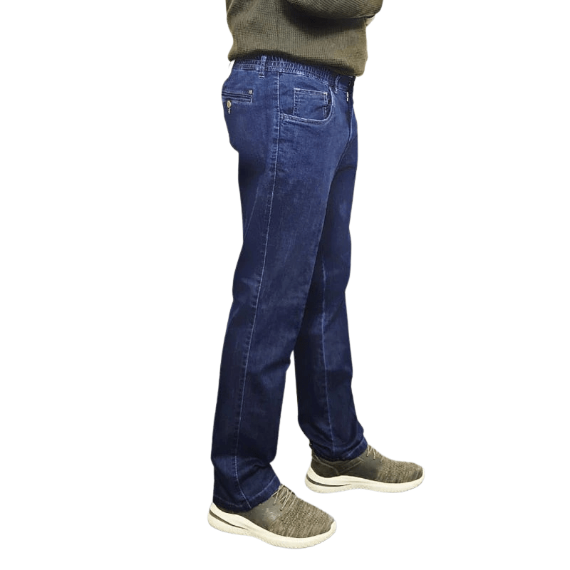 Jeans med elastik og stræk - Mørkeblå