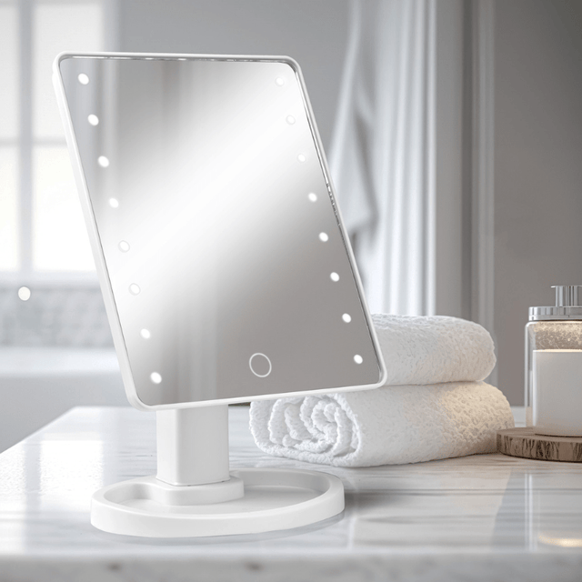 Makeup - spejl med lys - Hvid