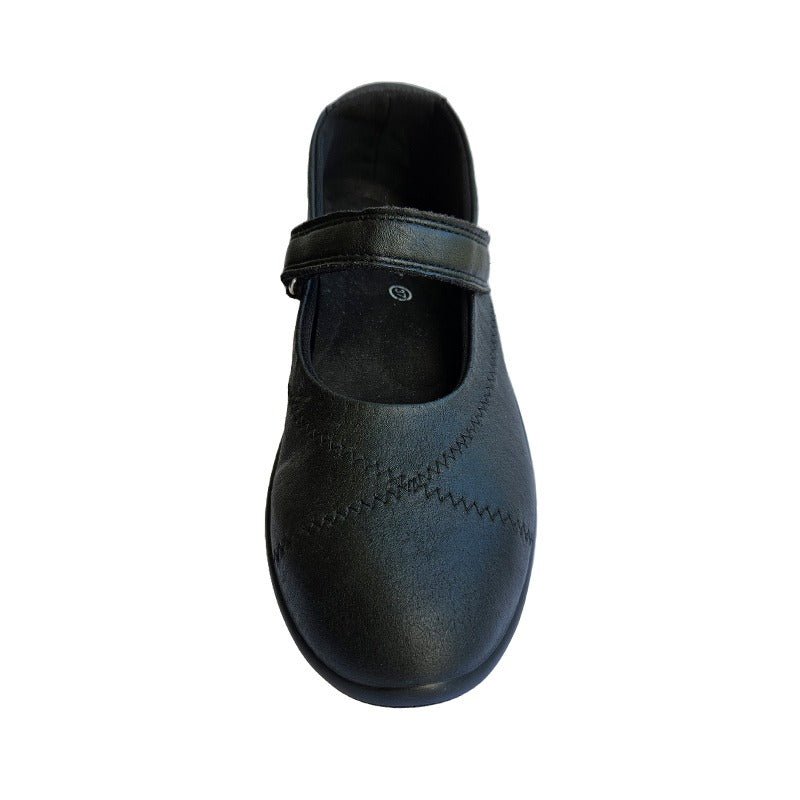 Arcopedico ballerina med velcro - Sort - Seniorshop