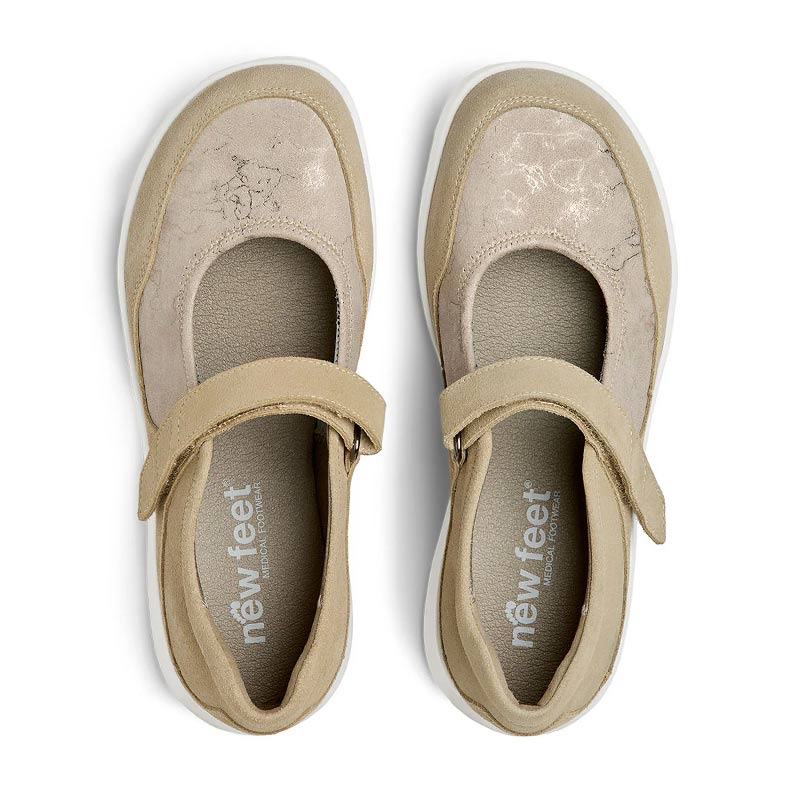 New Feet ballerina med velcro - Sand - Seniorshop