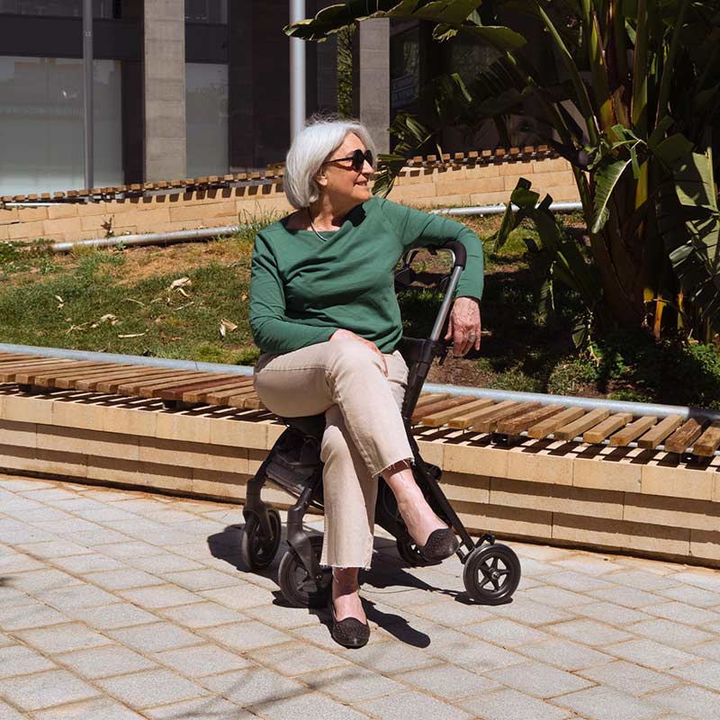 R05 indkøbsvogn med sæde - Grå - Seniorshop