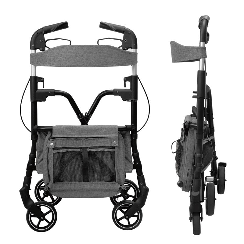 W4 rollator / indkøbsvogn - Grå - Seniorshop