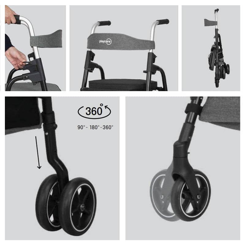 W05 rollator / indkøbsvogn - Grøn - Seniorshop