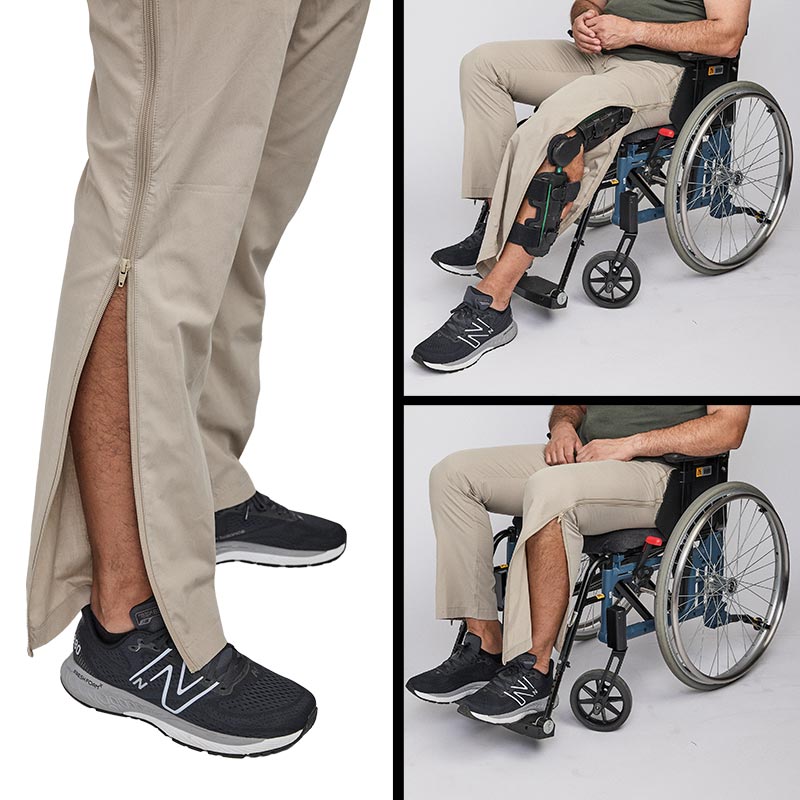 Bukser med lynlås i siden - Sand - Seniorshop