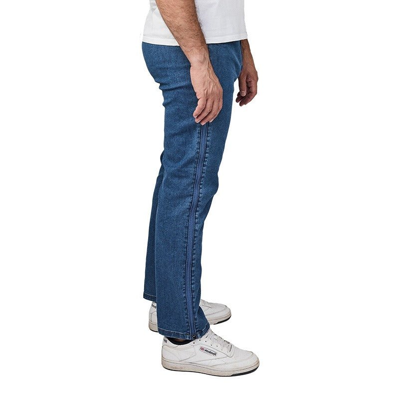 Jeans med lynlås i siden - Blå - Seniorshop