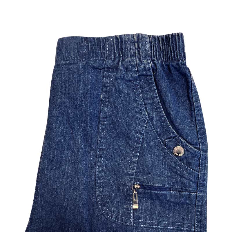 Damebukser med elastikkant - Blå denim - Seniorshop