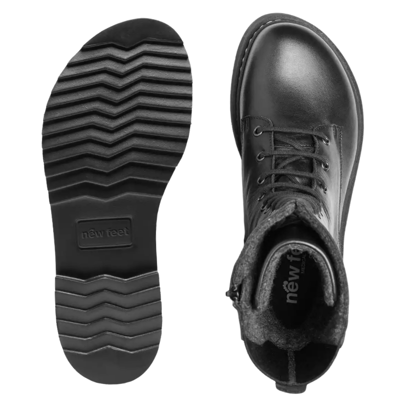 New Feet lang damestøvle - Sort