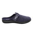 Blue Rohde women's felt slipper, side view, with a visible velcro strap and brand logo