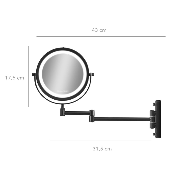 10246-00 wall-mounted make-up mirror black