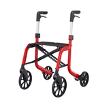 Lightweight red Samba rollator with black seat, seen from front and without accessories