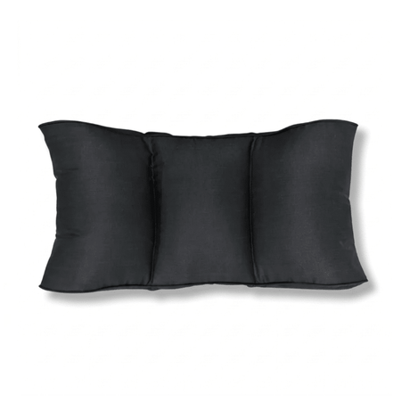 Black lumbar cushion with natural fiber, front view, with three chambers for even support