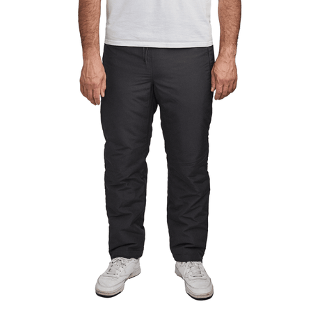 Front view of black Dobsom leisure trousers with elastic and drawstring waist