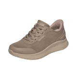 Skechers slip-in outdoor damesko i sandfarve, set skråt forfra, med snørebånd og åndbar overdel