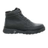 Black Waldläufer men's boot in nappa leather with laces and warm lining, seen from the side