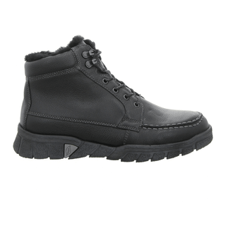 Black Waldläufer men's boot in nappa leather with laces and warm lining, seen from the side