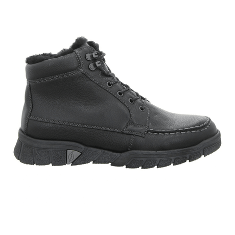 Black Waldläufer men's boot in nappa leather with laces and warm lining, seen from the side