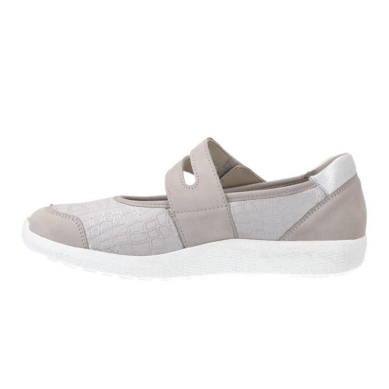 Waldläufer ballerina med velcro - Lys grå - Seniorshop
